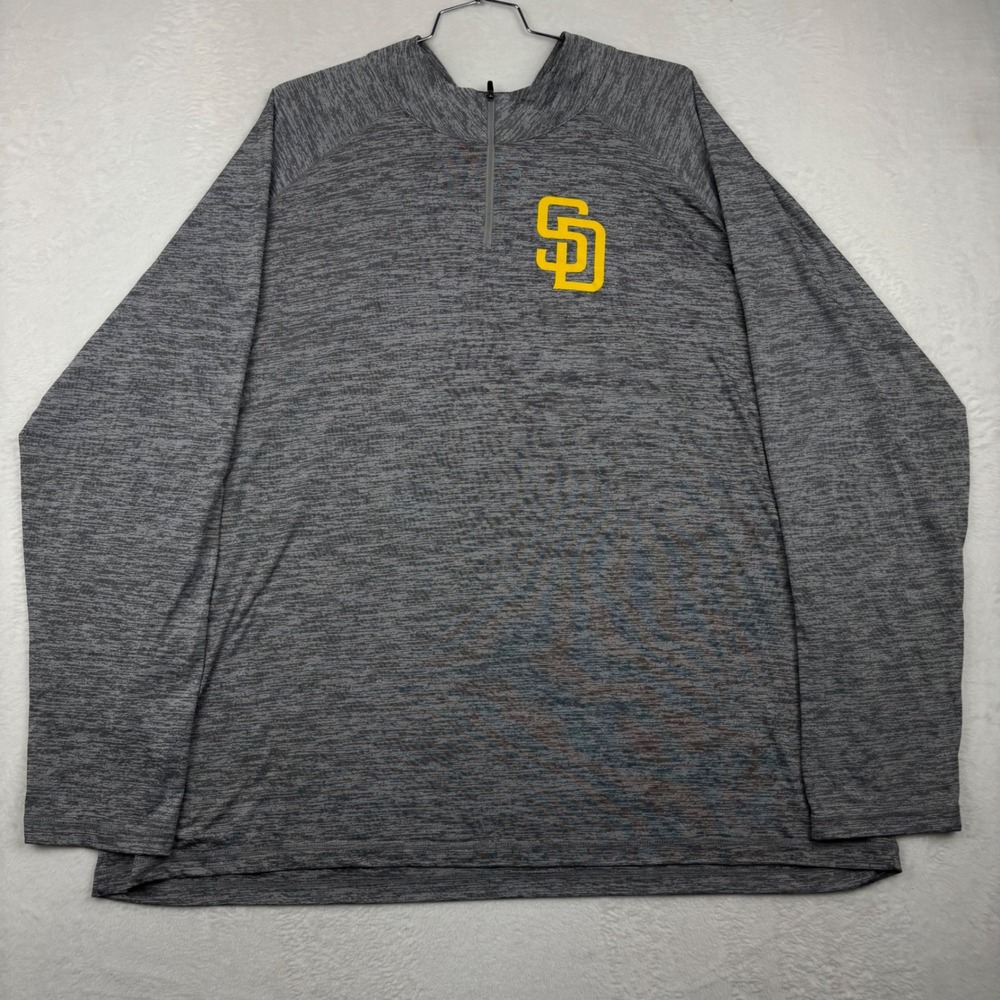 Fanatics San Diego Padres Mens 5XL Grey Space Dye 1/4 Zip Pullover Shirt MLB
